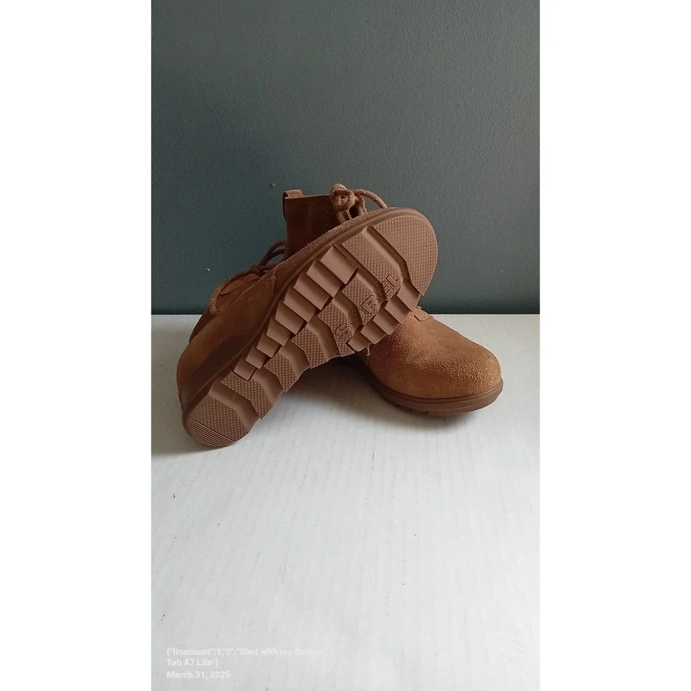 Sorel Wedge‎ Heel Ankle Boots Suede Leather Lace Up Casual Brown